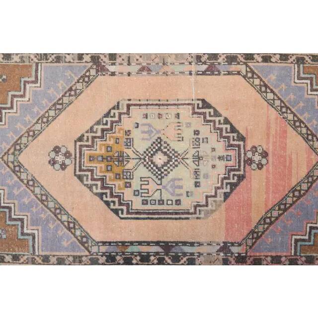 Vintage Turkish Oushak handmade wool cotton orange area rug 106x188