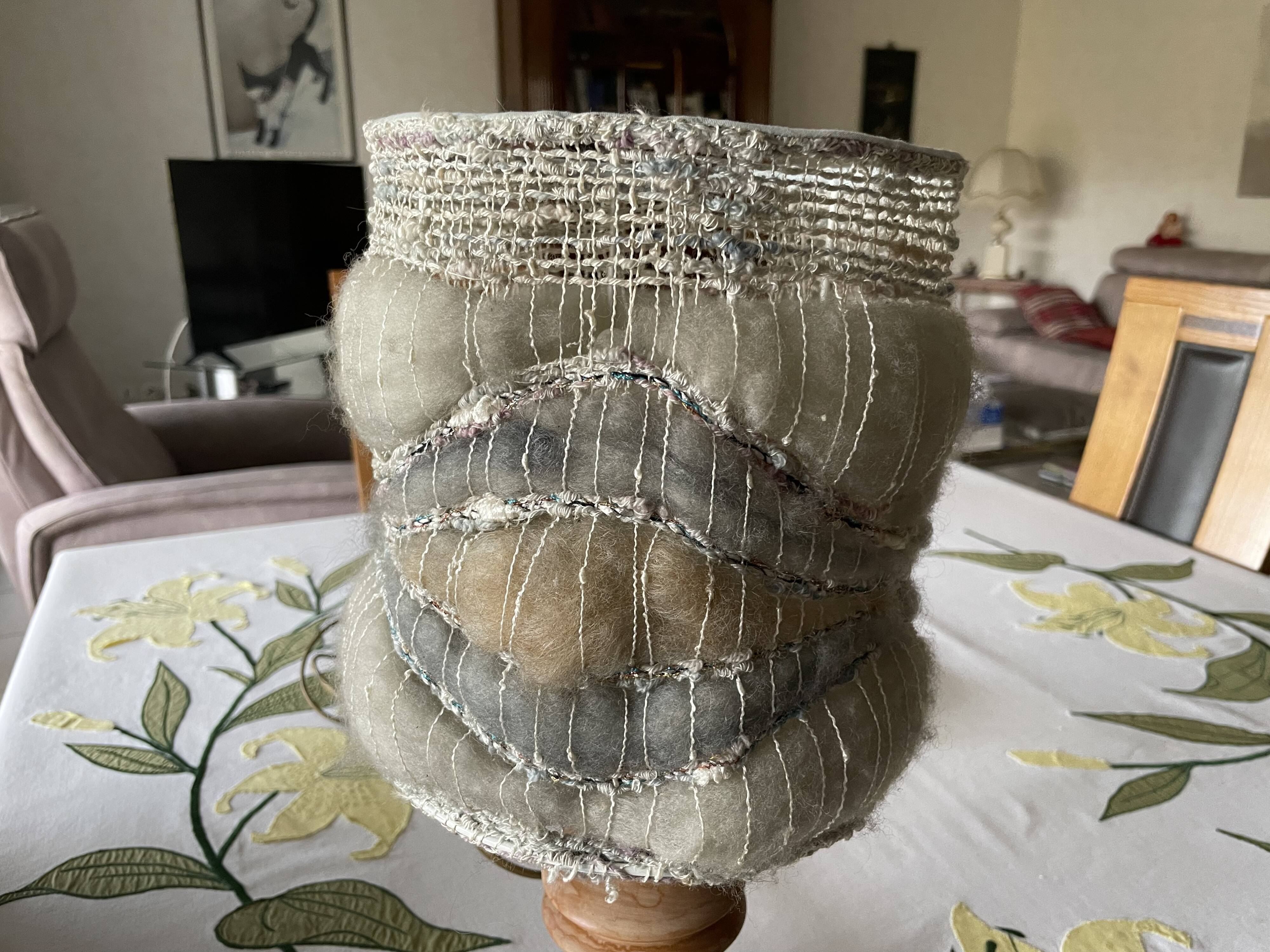 Turned wood table lamp