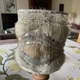 Turned wood table lamp