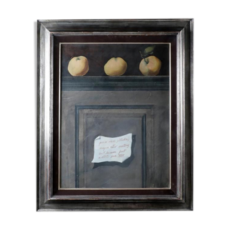 Classic painting, still life in wooden frame