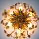 Vintage wall lamp or ceiling lamp in golden metal, glass flowers