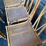Set of 6 rattan chairs with cannate seats