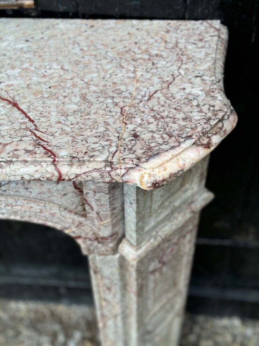 Louis XV Pompadour style fireplace in pink marble circa 1900