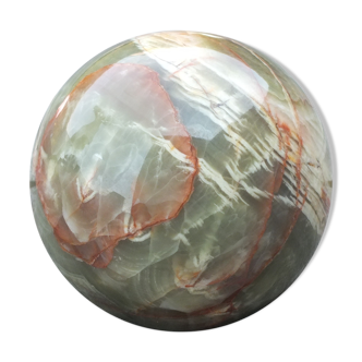 Ball or decorative mineral sphere in green and brown marble n°2