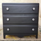 Vintage wooden black dresser metal handles