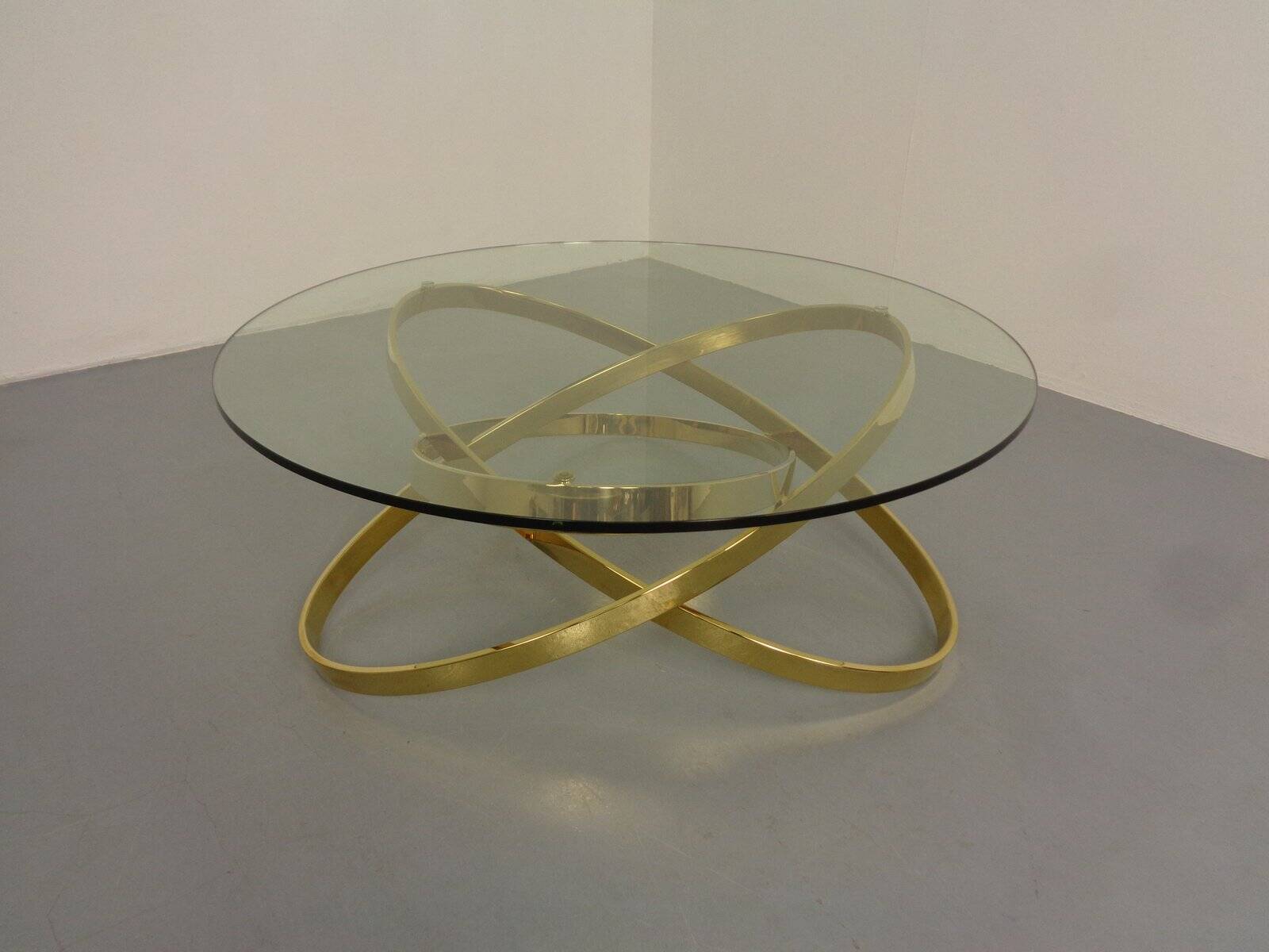 Golden glass coffee table, 1970s