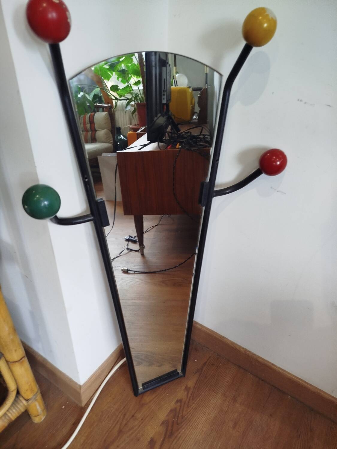 Miroir porte-manteau vintage années 1957