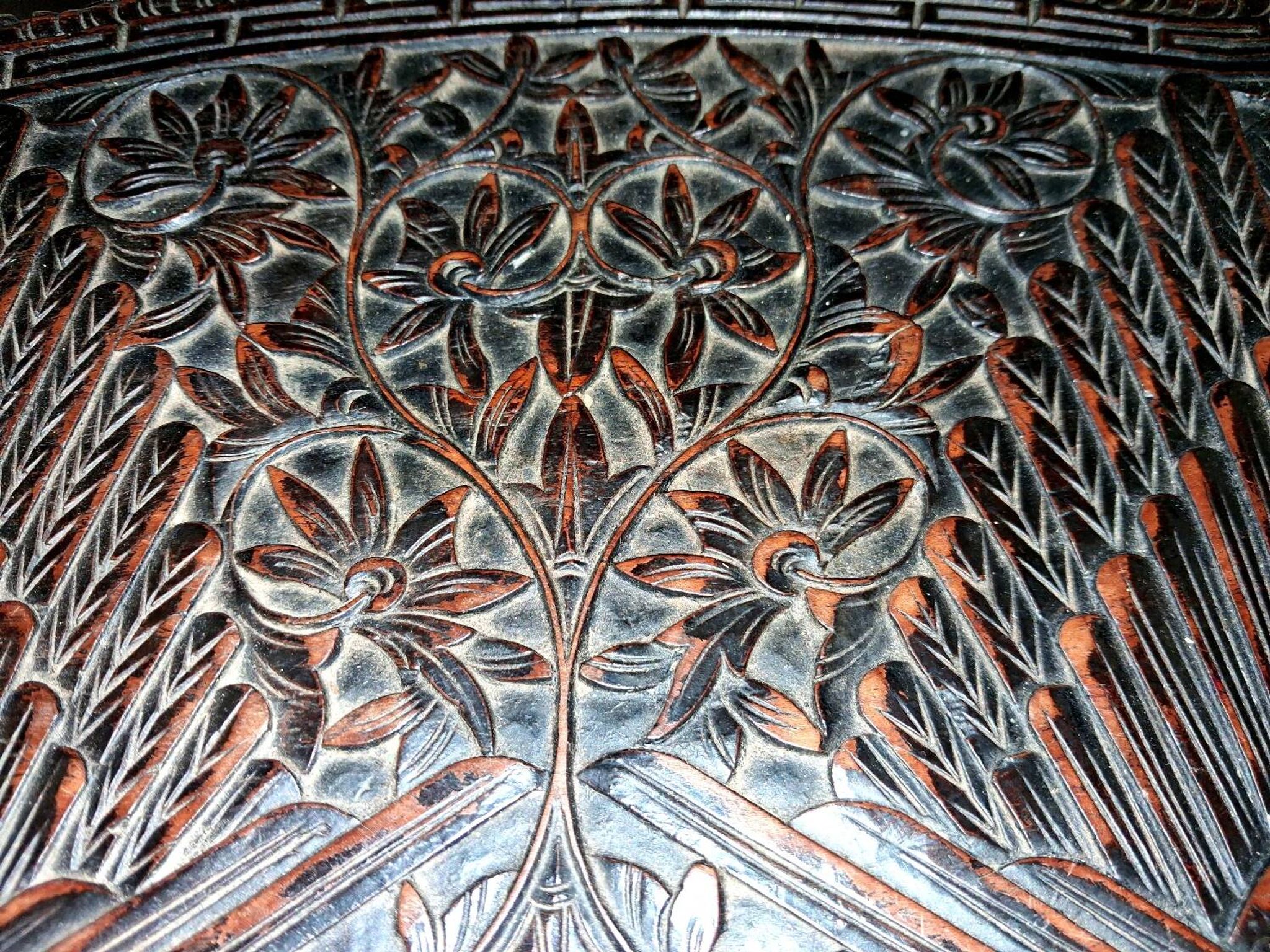 Ethnic carved wooden worker's furniture