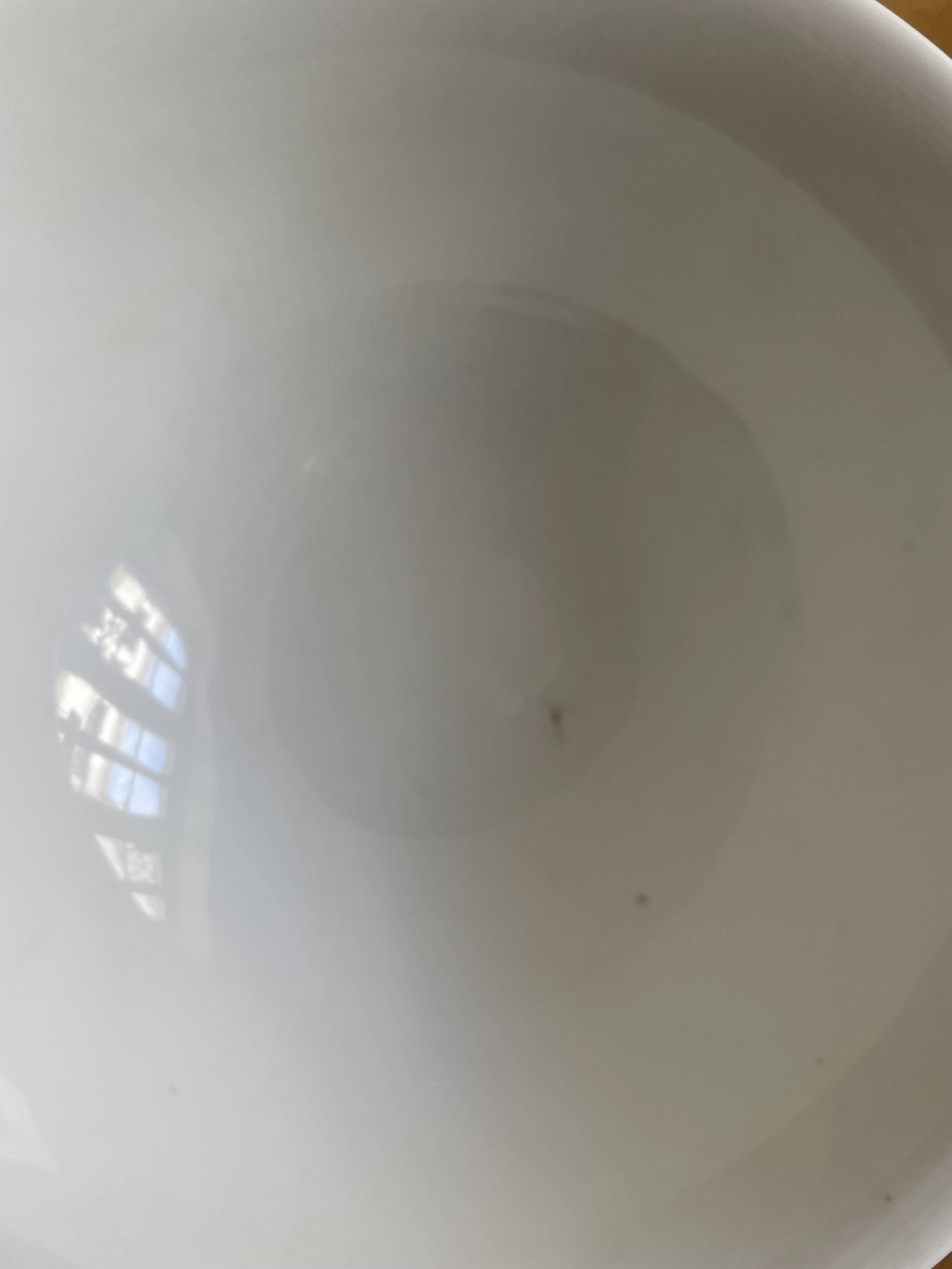 Vintage white salad bowl on pedestal 250701