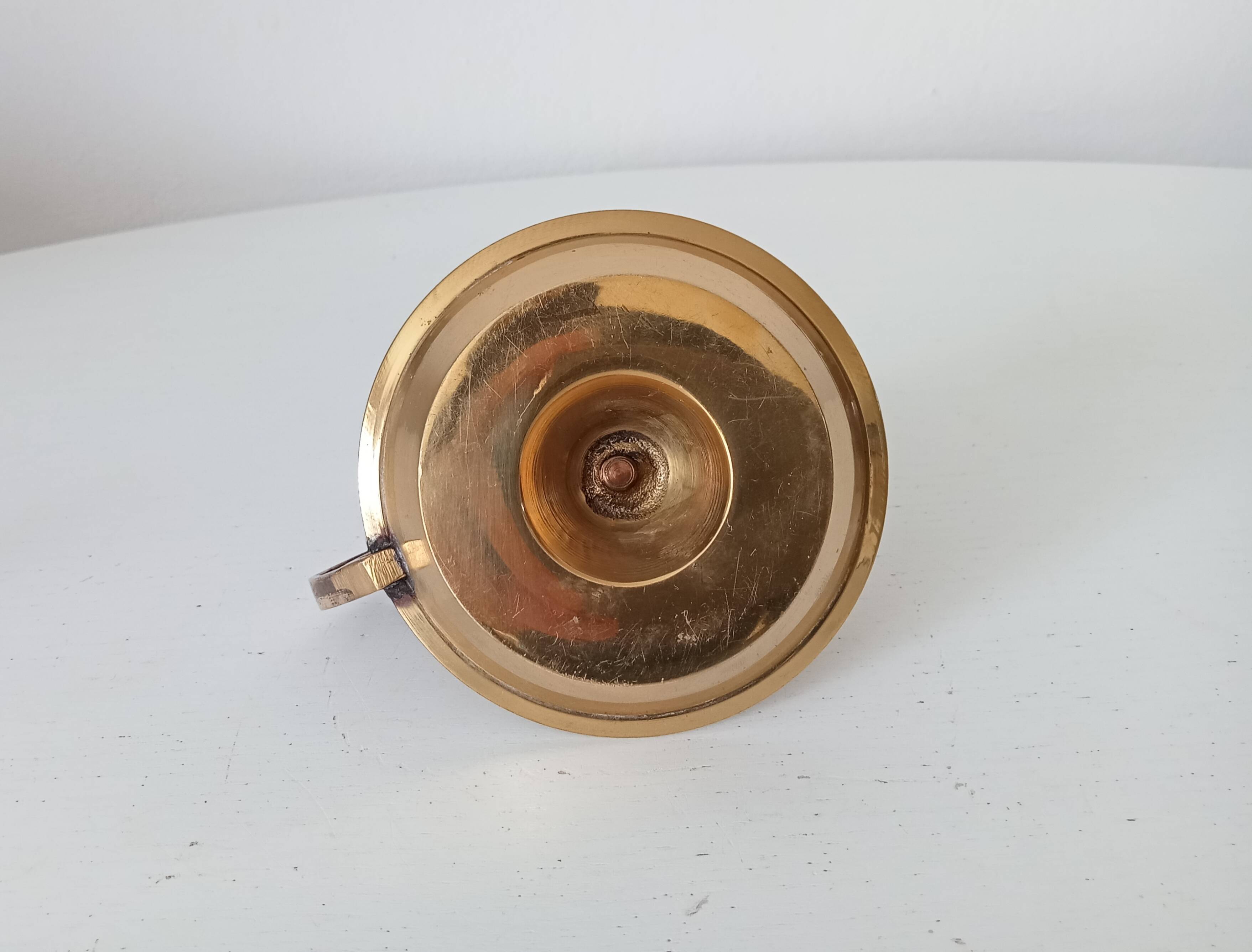 Vintage hand candle holder in solid golden brass