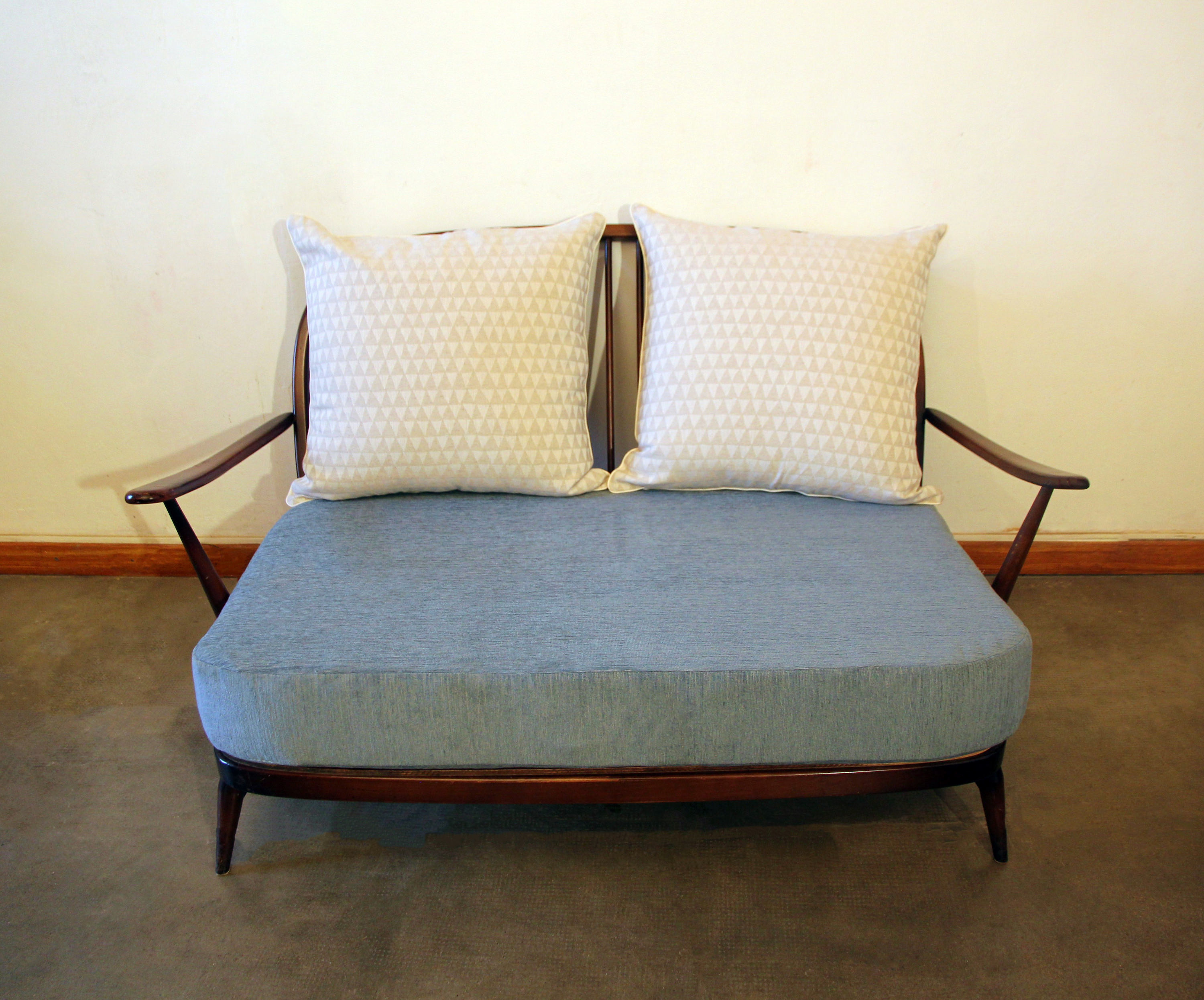 Ercol blue pastel sofa