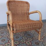Bamboo and rattan armchair, 50s
