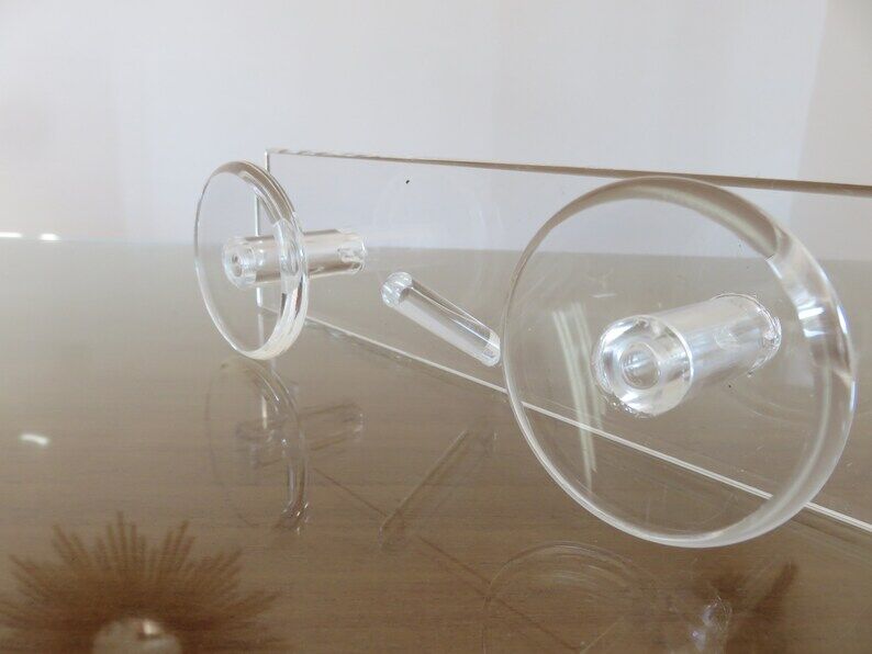 Wall coat rack in transparent plexiglass 3 hooks. 1980