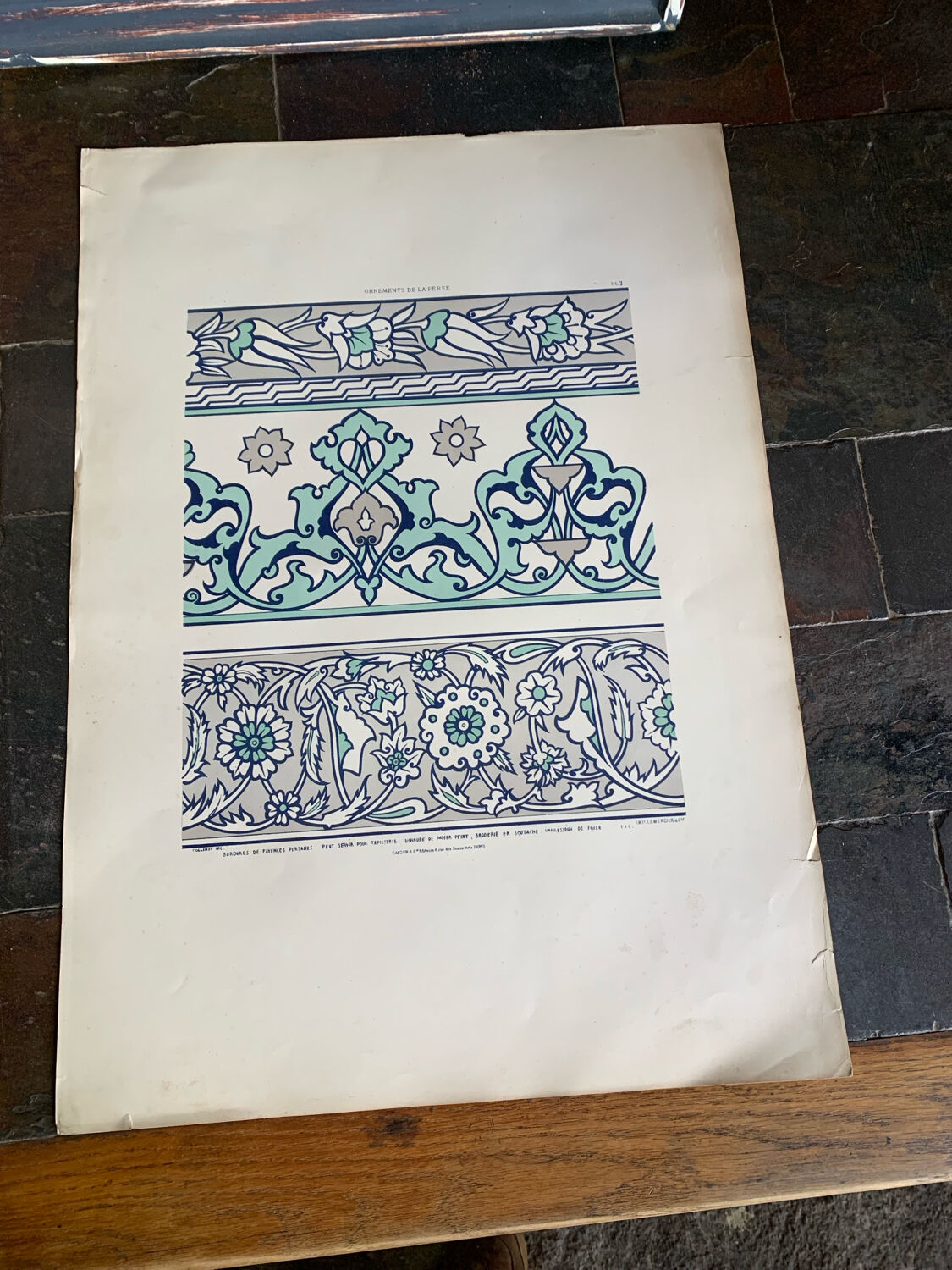 Lithographie ancienne orientale - Ornements de la Perse
