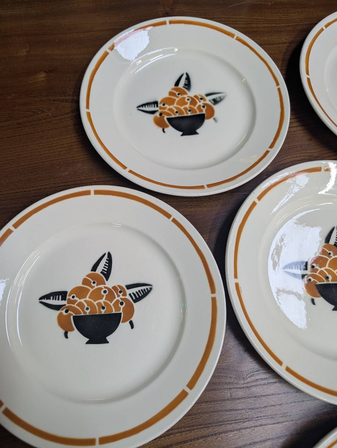 Set of 6 vintage Badonviller France "Jade" dinner plates