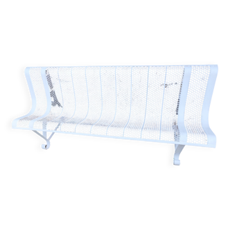 René Malaval Large bench in thick perforated metal from the 50s