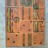 Table basse vintage en céramique – motif drakkar – design années 70