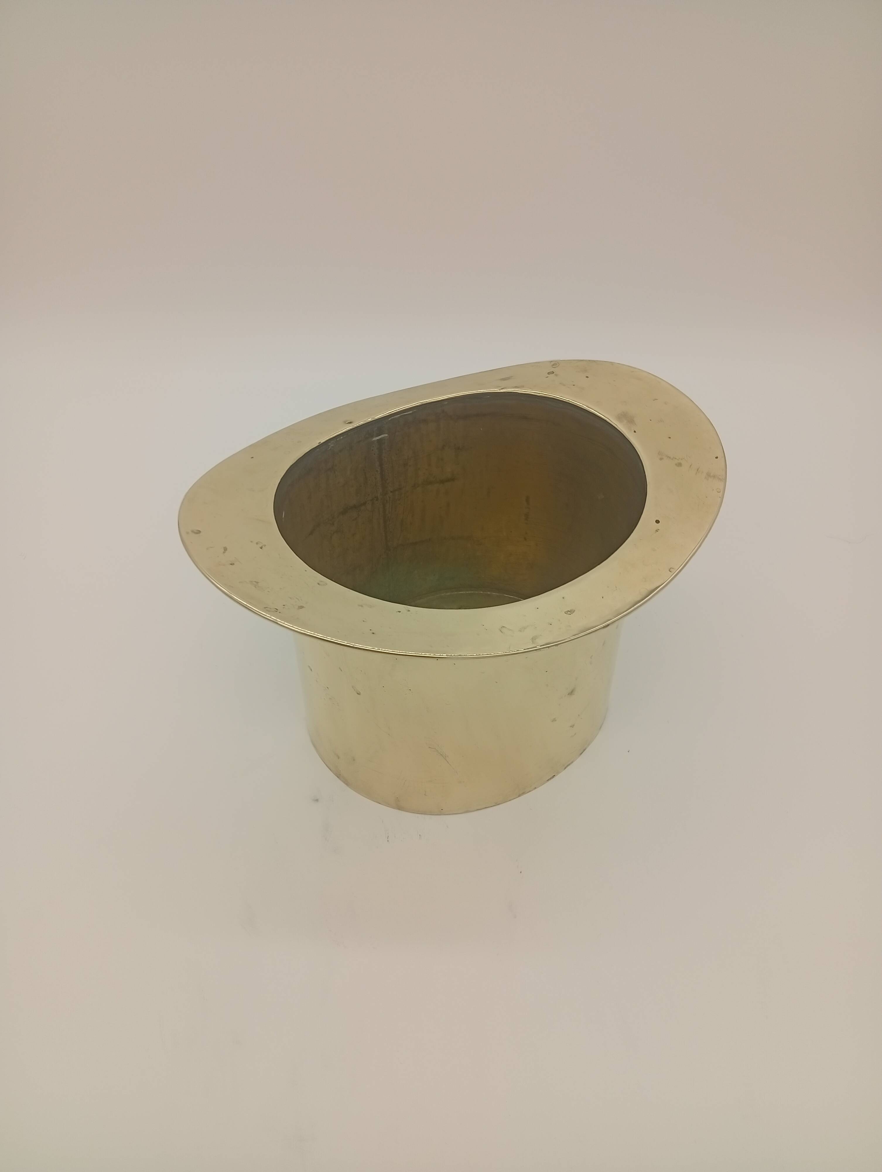 Ice Bucket Champagne Cooler Top Hat Vintage Brass