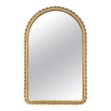 Vintage 1950s John Halls Galvo Cream and Gold Wood Wall Mirror