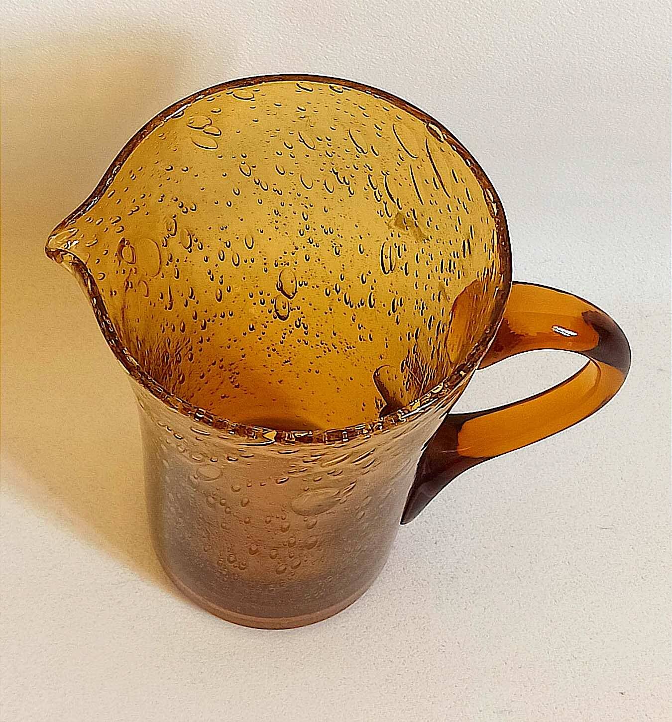 Biot carafe, amber glass, 1970s, height 21 cm