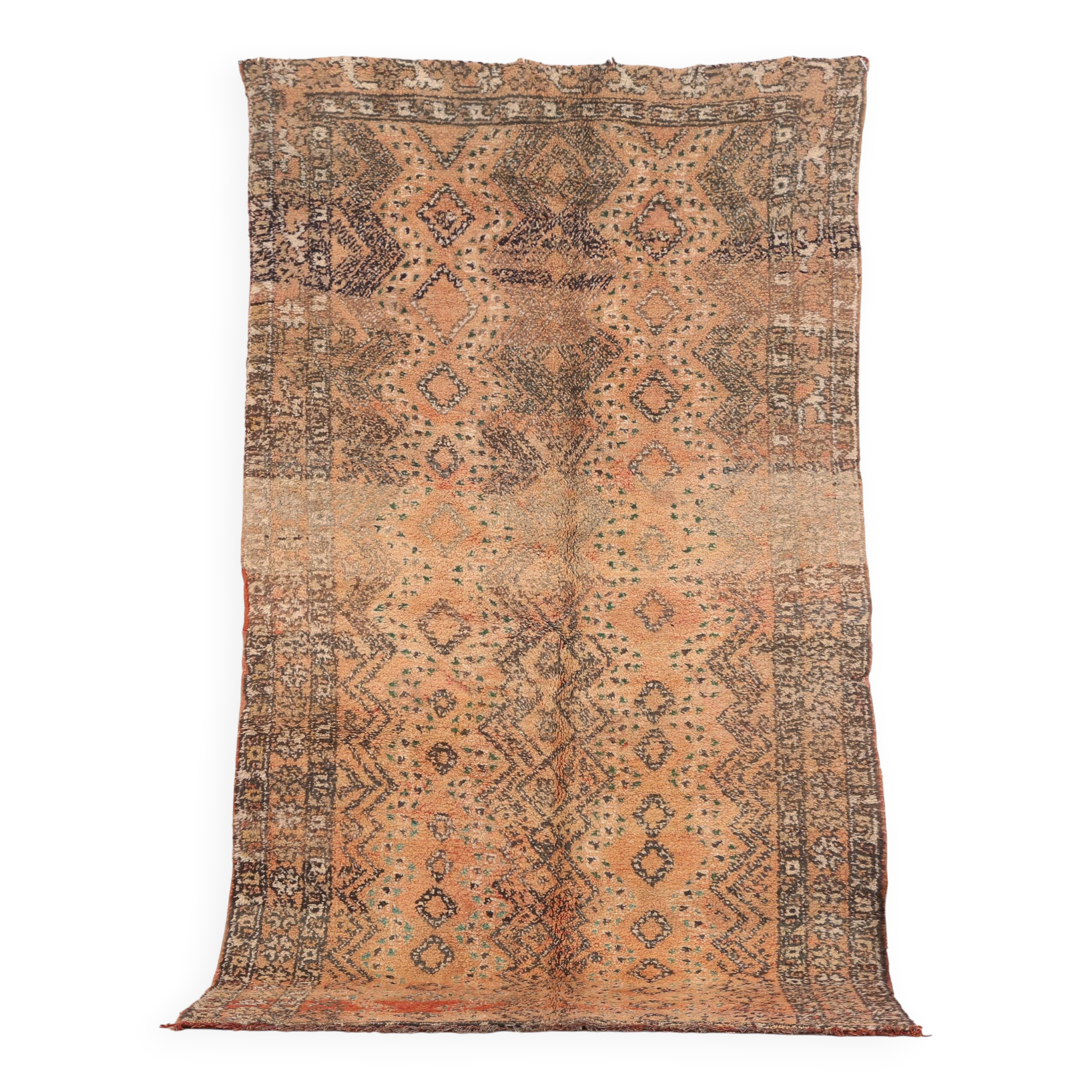 Peach Vintage Moroccan Rug 142 x 248 cm, Berber Wool Rug Handmade, Boho Rug