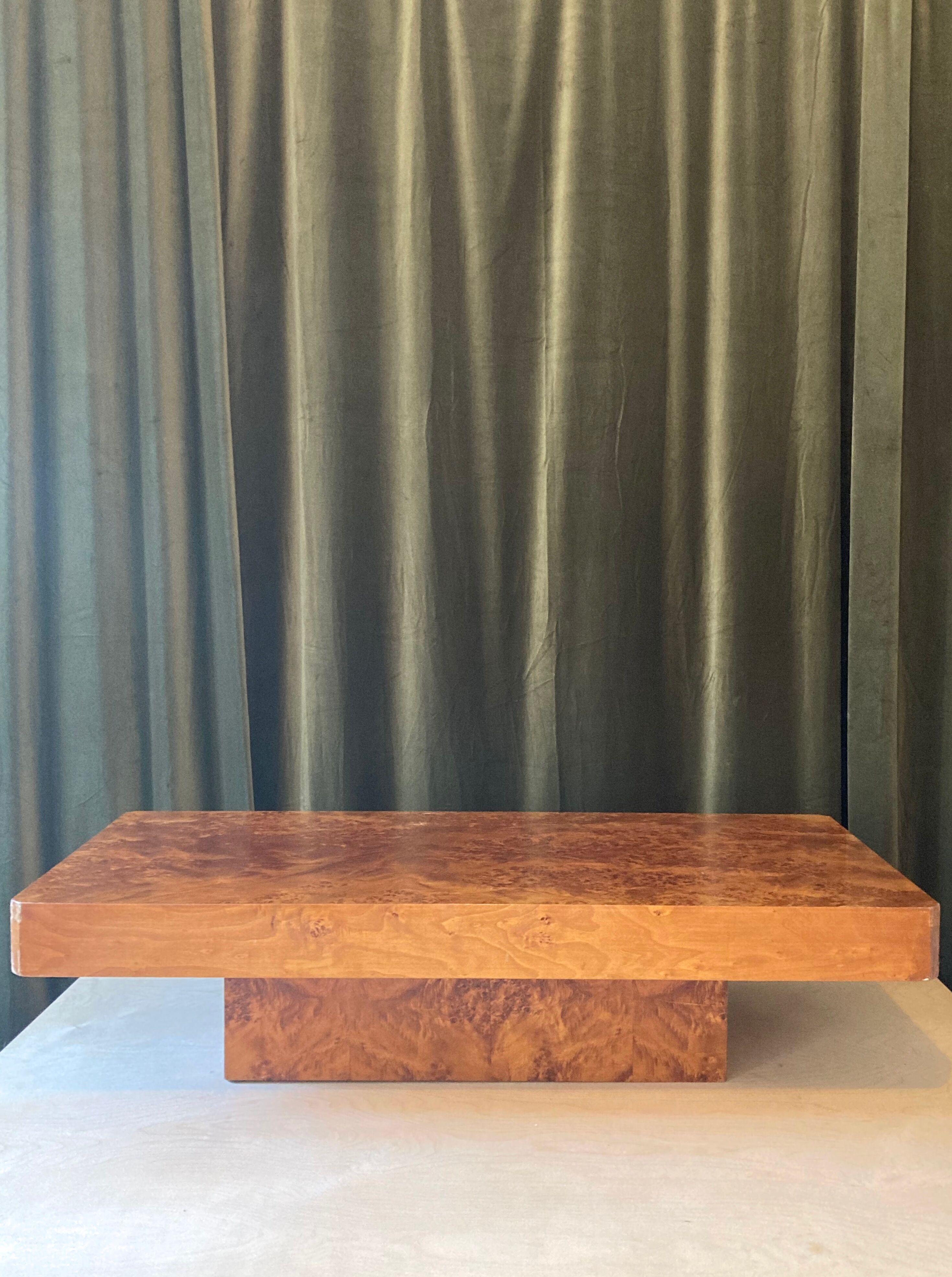 Vintage coffee table in elm magnifying glass