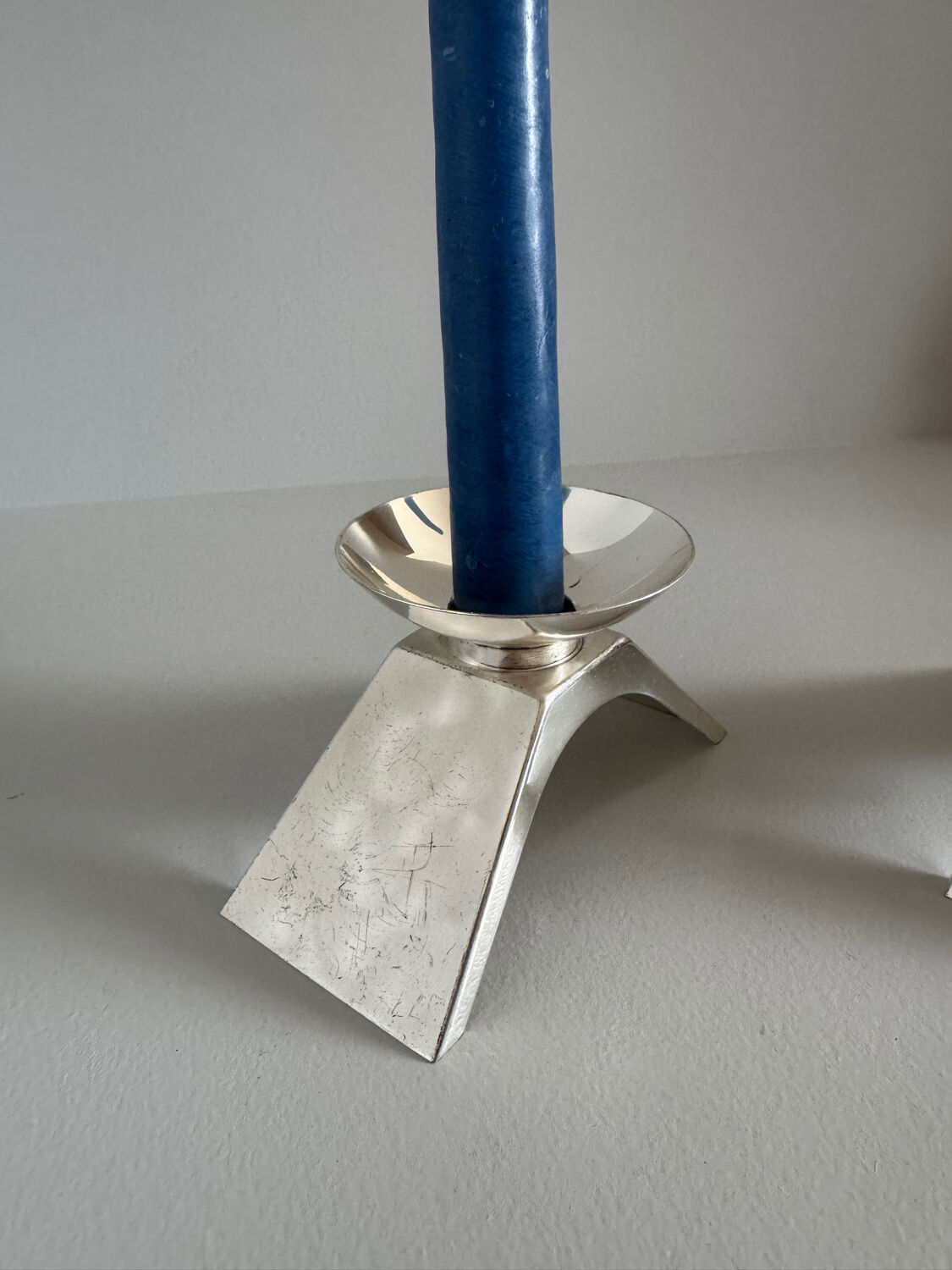 Vintage Modernist Pair Of WMF Ikora Silver Plated Candle Holders