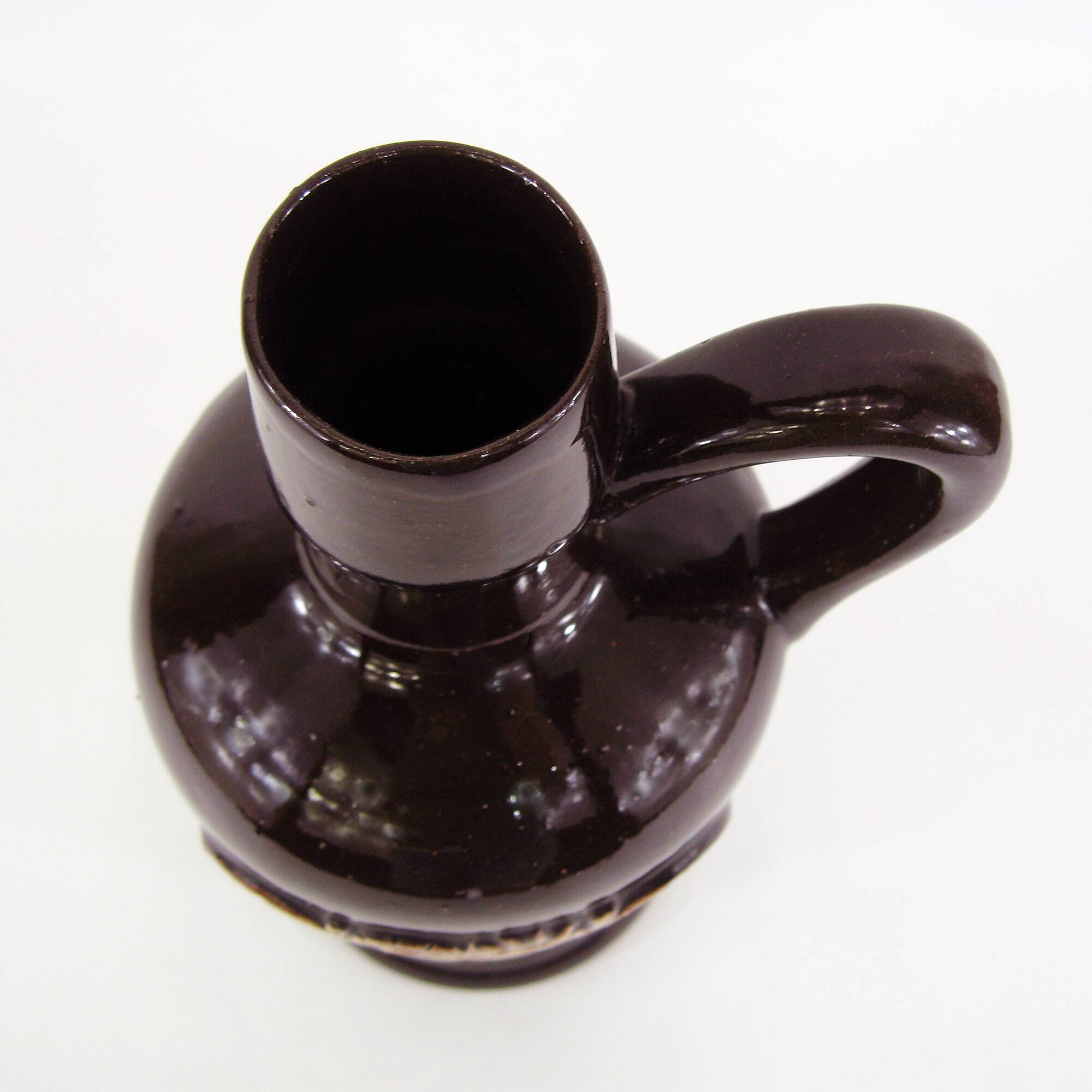 Ceramic pitcher vase - bird and flower decor - vintage 70s