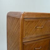 A console with split bamboo drawers