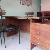 Desk and 3 chairs in 1950s Italian modernist style in rosewood.