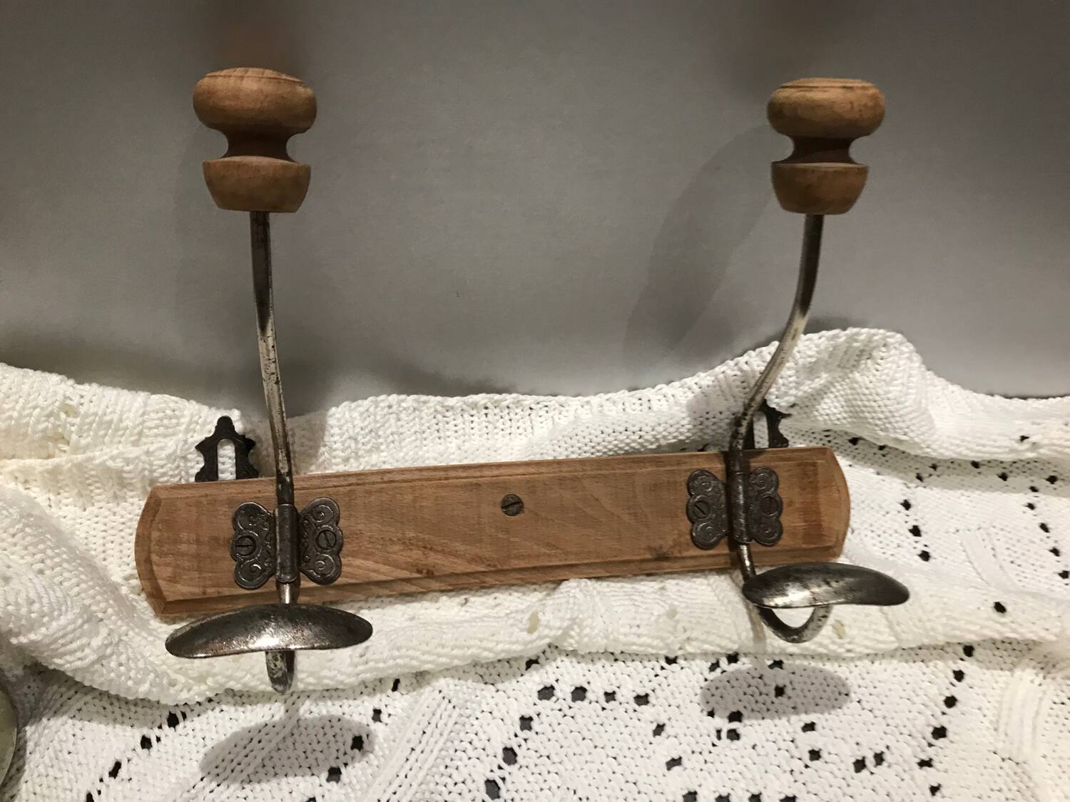 Wood and metal coat hook