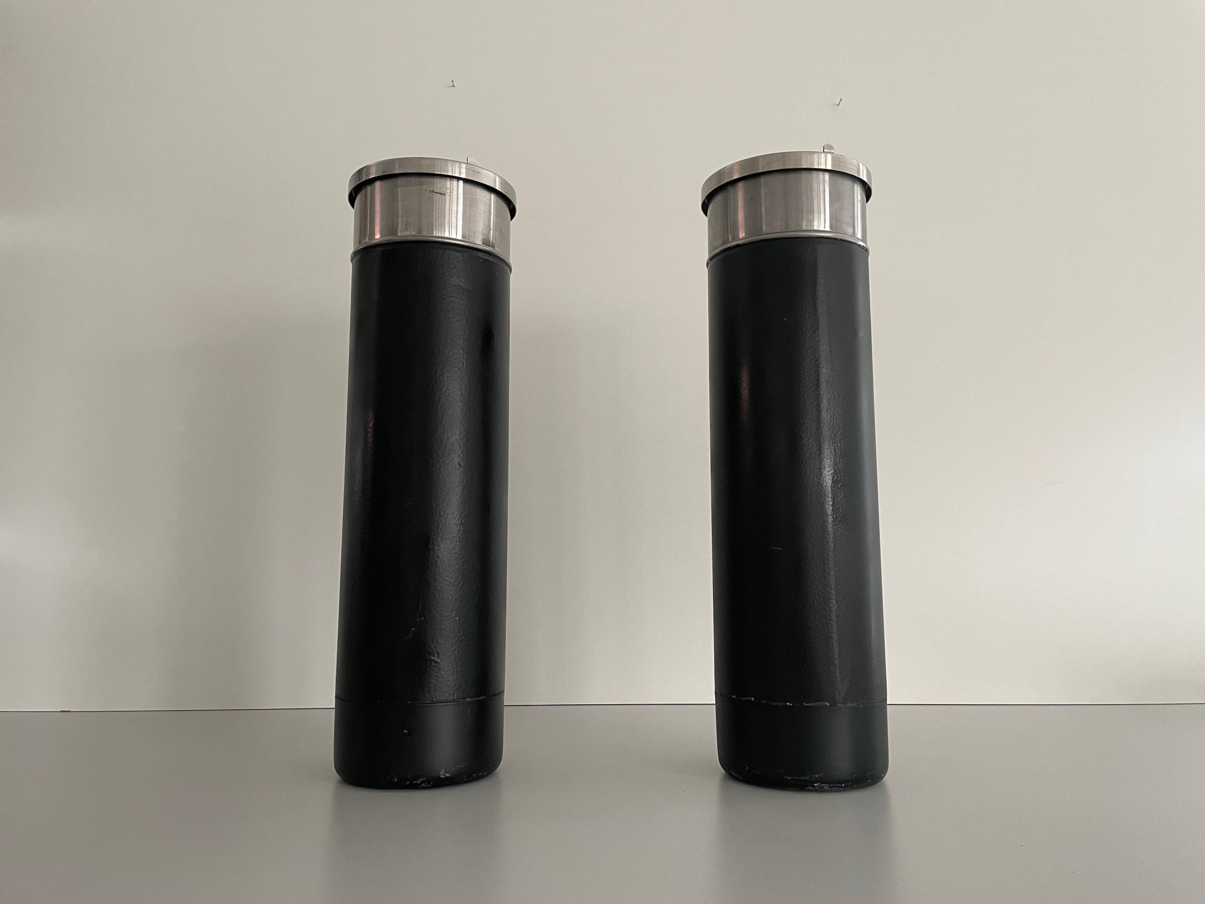 Set of 2 chrome floor ashtrays, 1960s, Germany