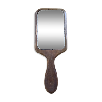 Small bevelled wooden mirror 10x24cm