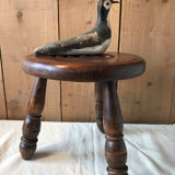 Vintage low stool 1970 in exotic wood