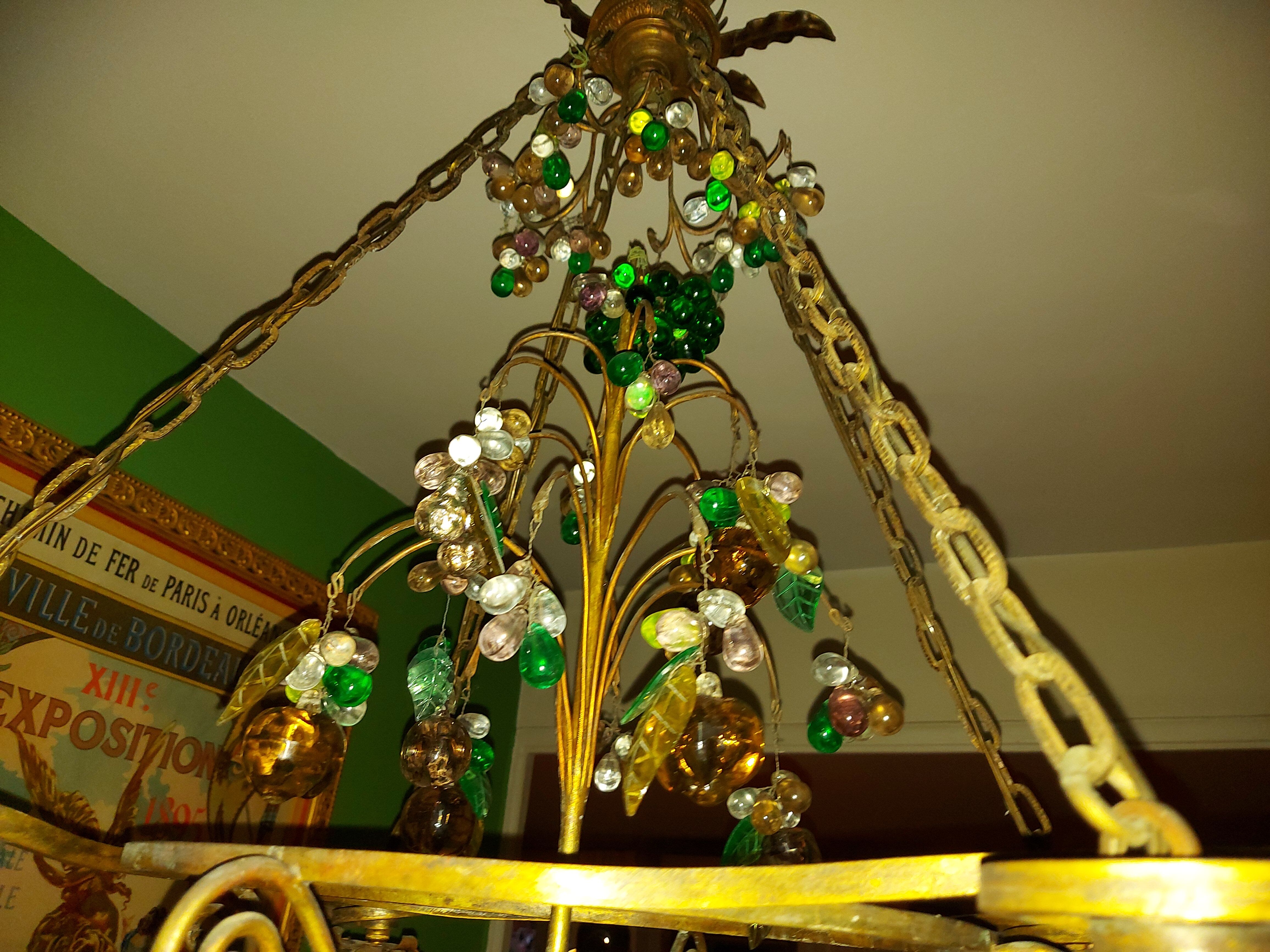 Very large art nouveau chandelier Murano (1 meter)