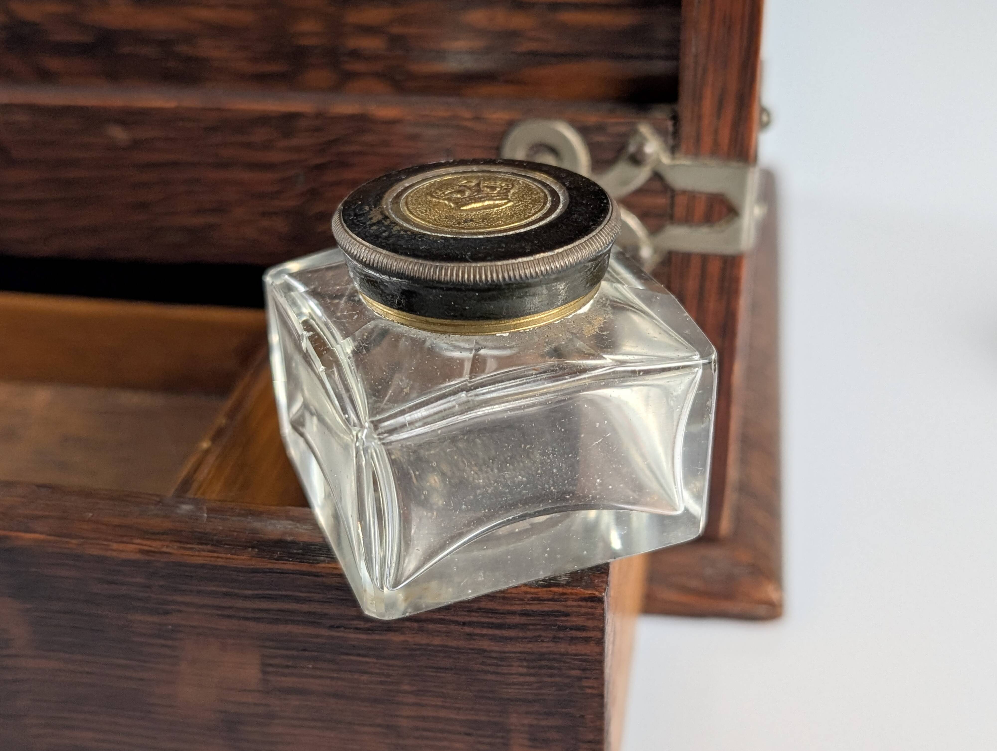 Victorian Oak Writing Cabinet with Automatic Tambour, 19th Century