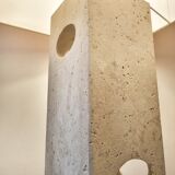 Sculpted travertine table lamp, italy 1970s