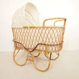 Vintage mid century rattan cradle