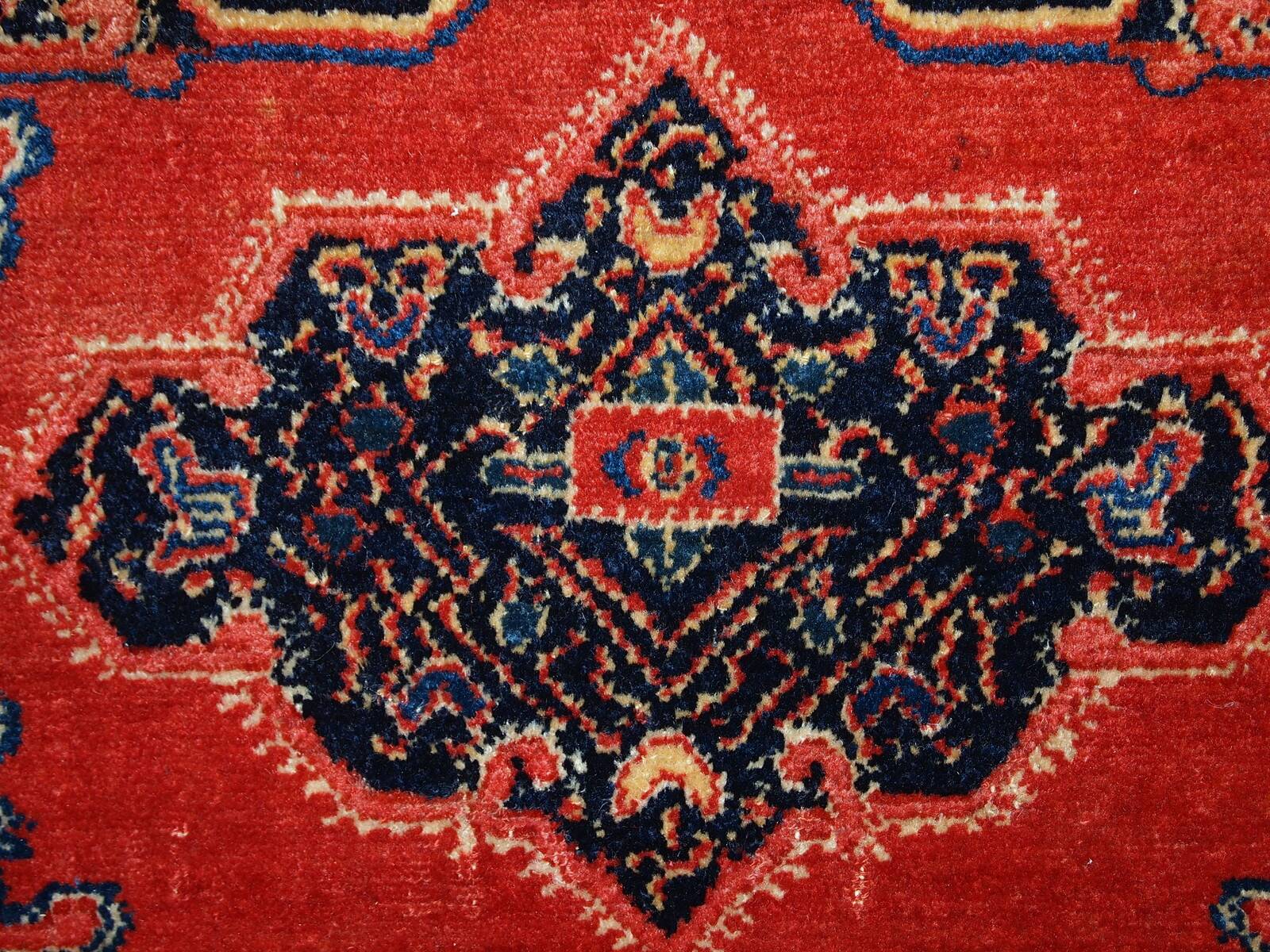 Paire de tapis antiques faits main Senneh persans 52cm x 80cm (1900s)