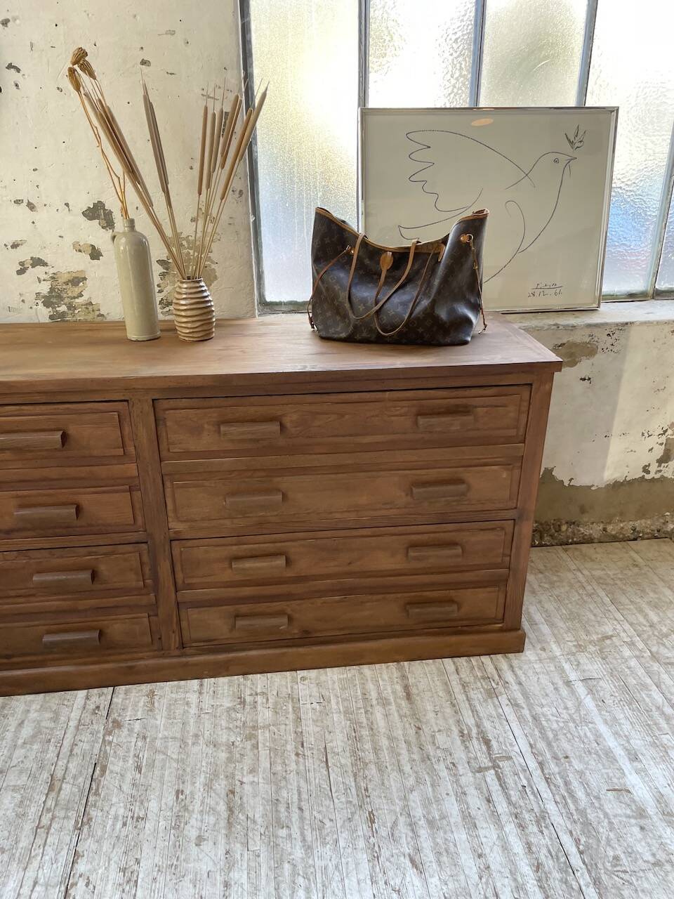 50s pitch pine haberdashery cabinet