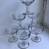 set of 9 small molded glass shot glasses early twentieth century