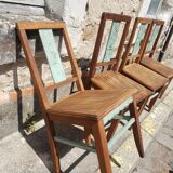 Table and chairs art deco wood and pastel
