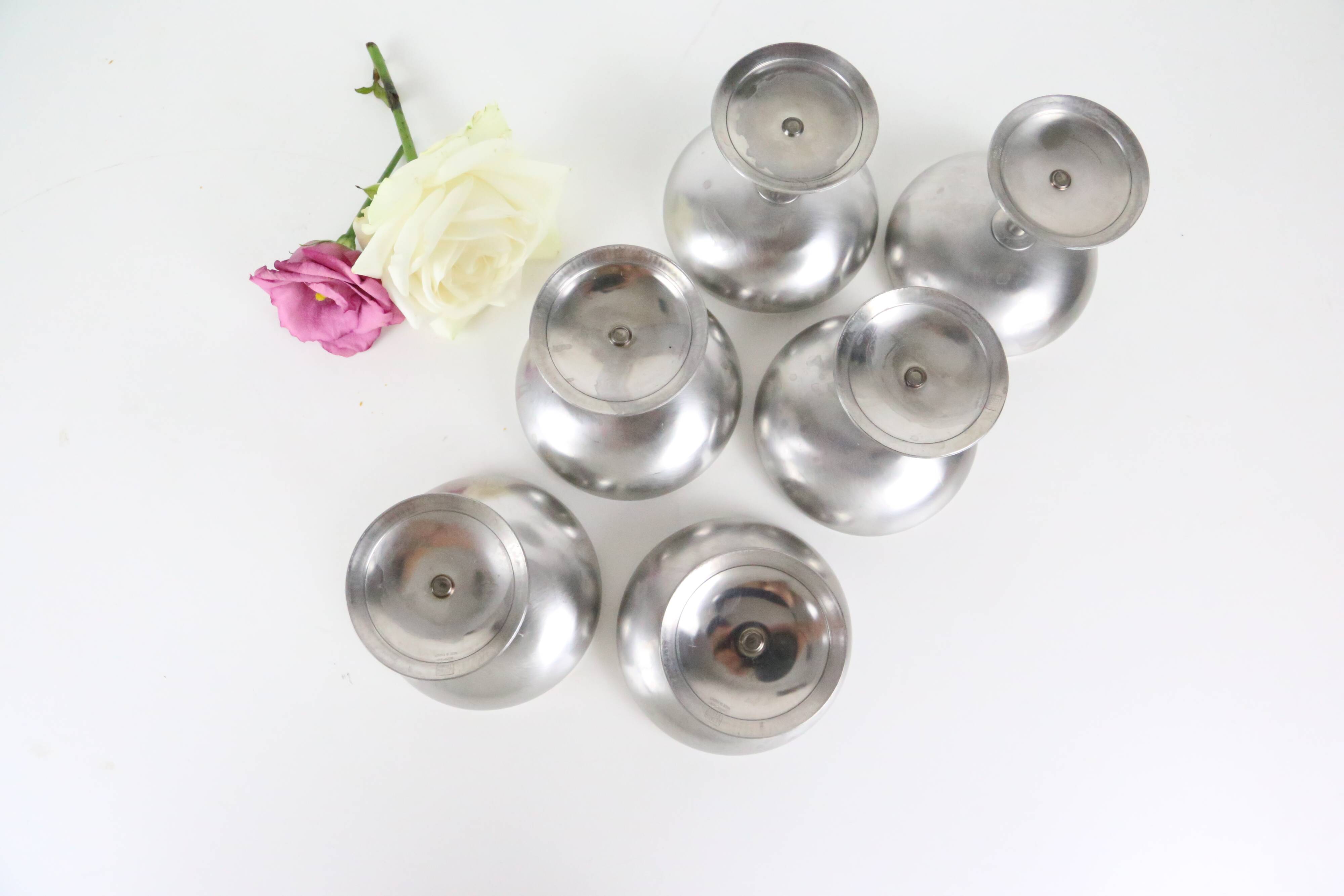Set of 6 stainless steel bowls by Letang-Remy, vintage French, 1970s