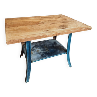 Old side table coffee table blue enamel