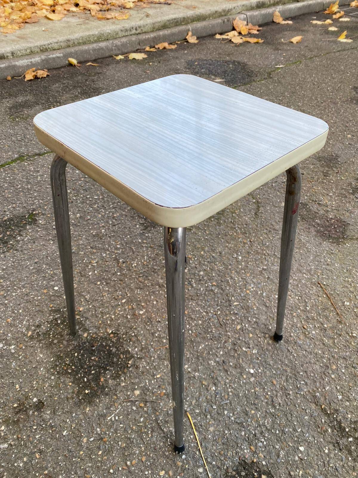 Steel and beige Formica stool