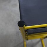 Paire de tabouret de bar italien ajustables jaune laqué et noir
