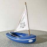 Blue basin sailboat from the French brand Tirot 200, vintage toy.