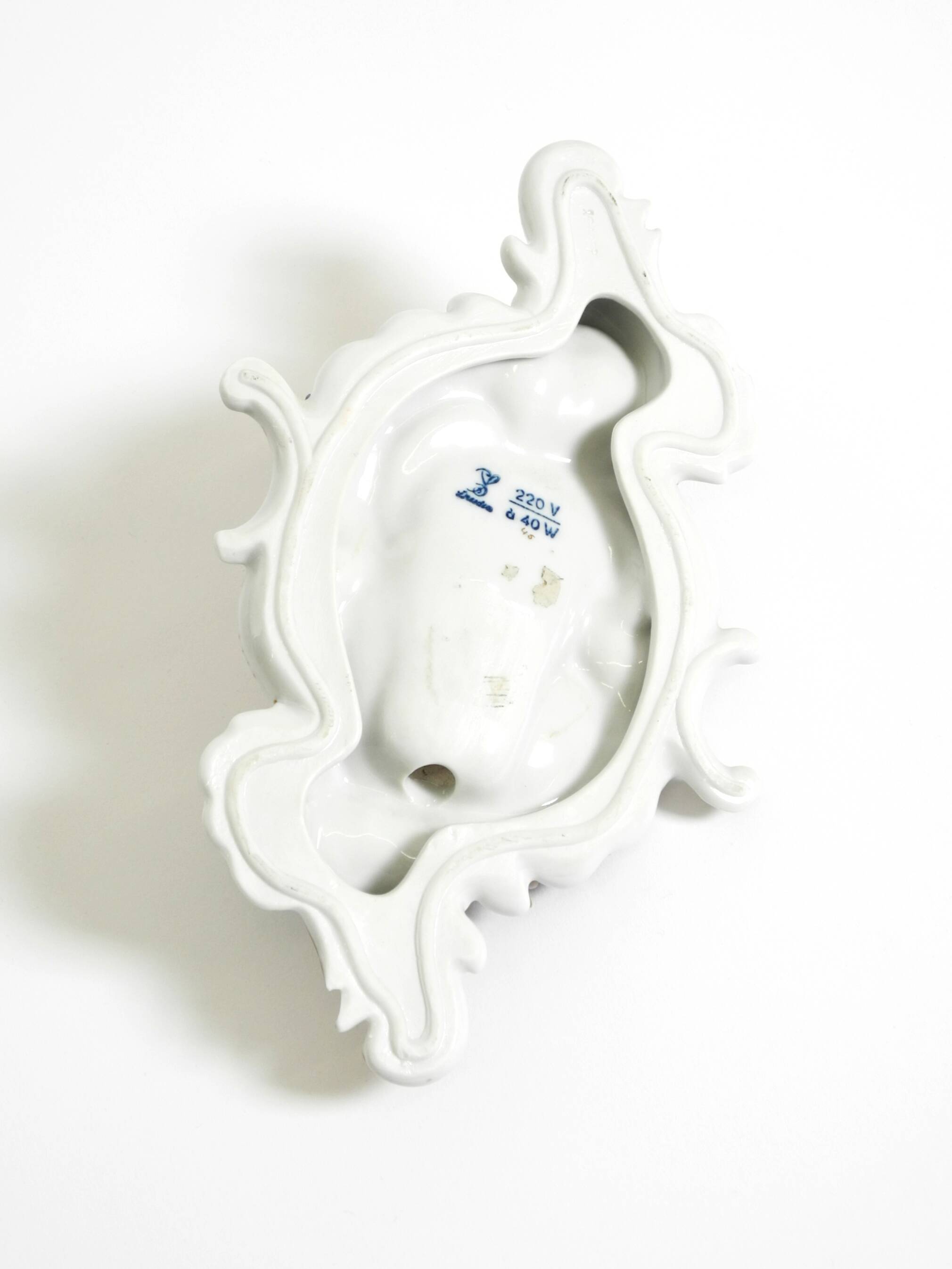 Beautiful hand-painted Mid Century porcelain wall lamp