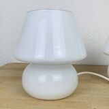 Paire de lampes champignon opaline blanches