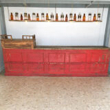 Former red patina and oak tray trading counter